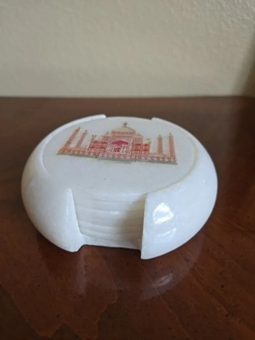 Marble Coasters White Abalone Shell Inlay Taj Mahal Handmade